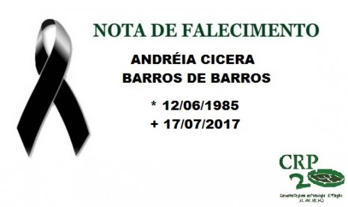 Nota de falecimento - Andreia Barros